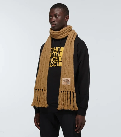 Shop Gucci Wool Scarf In Beige