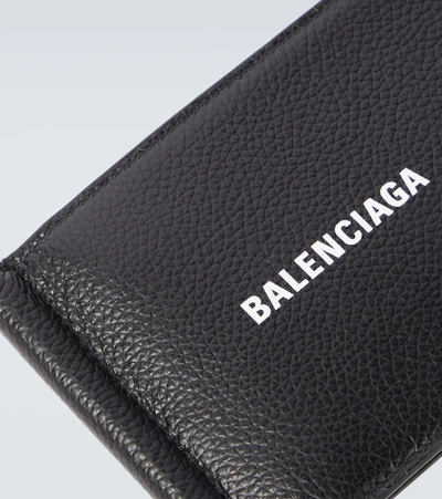 Balenciaga Black Cash Fold Wallet In Black/l White