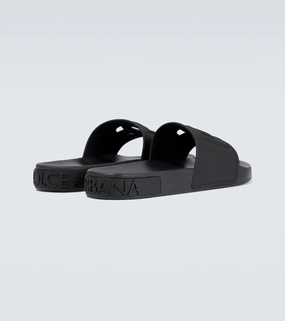 Shop Dolce & Gabbana Rubber Logo Slides In Black