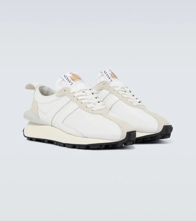 Shop Lanvin Mesh Running Sneakers In White