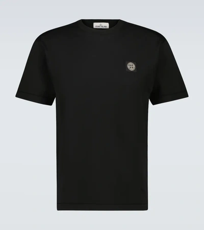 Shop Stone Island Compass Cotton Jersey T-shirt In Black