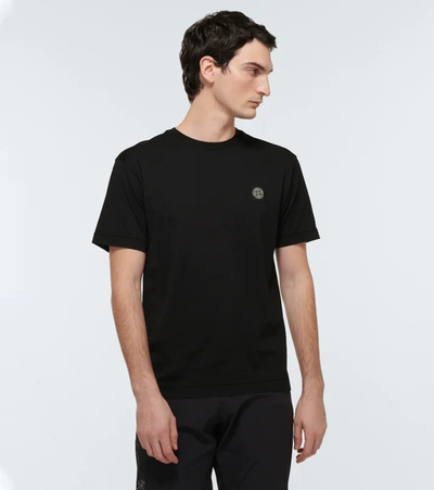 Shop Stone Island Compass Cotton Jersey T-shirt In Black