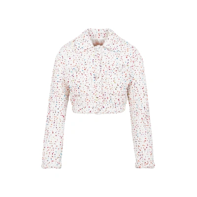 Shop Valentino Stud Buttoned Tweed Jacket In Multi