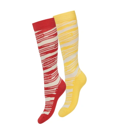 Shop Isabel Marant Maisie Intarsia Ski Socks In Red Yellow