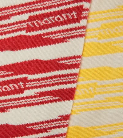 Shop Isabel Marant Maisie Intarsia Ski Socks In Red Yellow