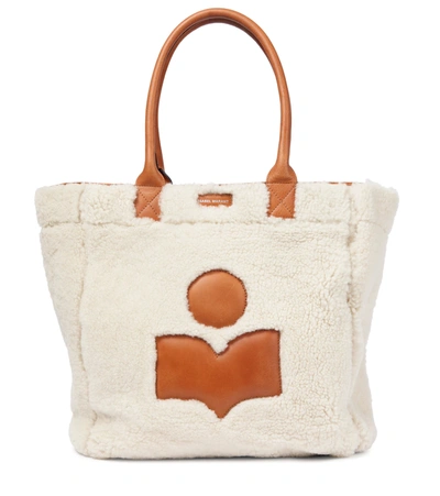 Shop Isabel Marant Yenky Shearling And Leather Tote