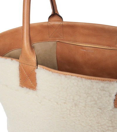 Shop Isabel Marant Yenky Shearling And Leather Tote