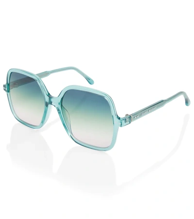 Shop Isabel Marant Square Acetate Sunglasses In Green/teal/rose