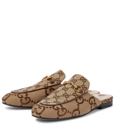 Shop Gucci Jumbo Gg Princetown Canvas Slippers In Cam.ebo/n.ace/bei.eb