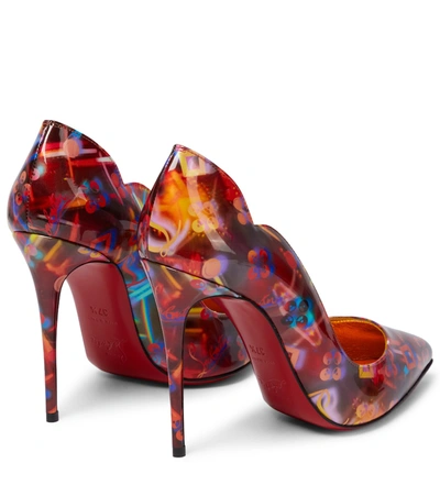 Shop Christian Louboutin Hot Chick 100 Printed Leather Pumps In Multi/lin Yellow