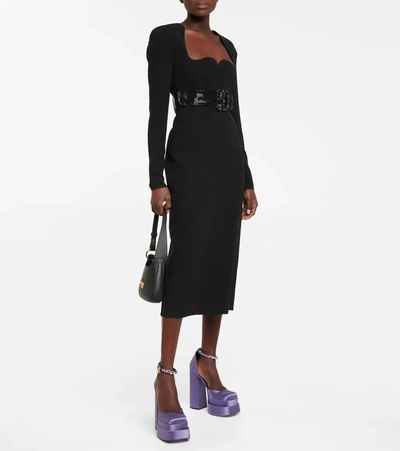Versace Medusa Aevitas Embellished Satin Platform Sandals In Orchid-oro