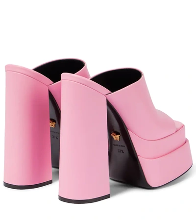Versace Leather Peep-toe Platform Sandals In Candy-oro