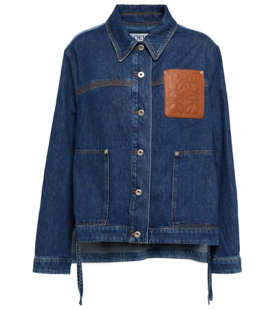 Shop Loewe Workwear Anagram Denim Jacket In Blue