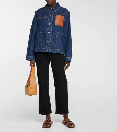 Shop Loewe Workwear Anagram Denim Jacket In Blue