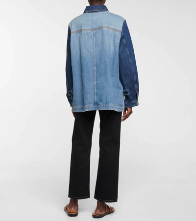 Shop Loewe Workwear Anagram Denim Jacket In Blue