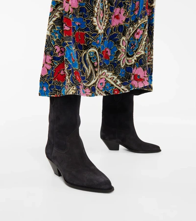 Isabel Marant Dahope Embroidered Suede Ankle Boots In Schwarz | ModeSens