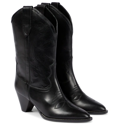 Shop Isabel Marant Luliette Leather Cowboy Boots In Black