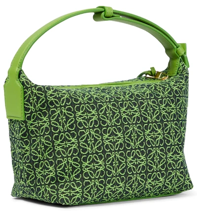 Shop Loewe Cubi Small Anagram Tote In Green/apple Green