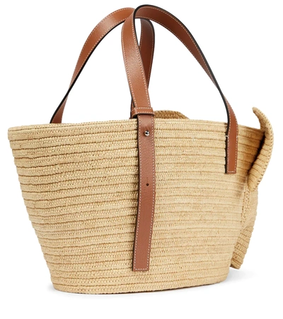 Shop Loewe Elephant Basket Raffia Tote Bag In Natural/tan