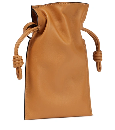 Shop Loewe Flamenco Pocket Leather Crossbody Bag In Warm Desert