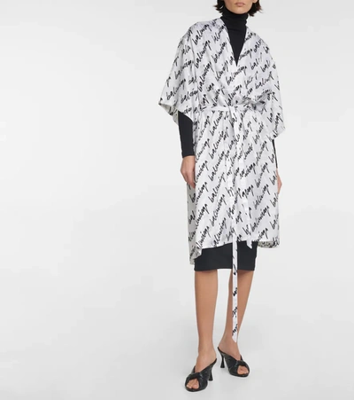 Shop Balenciaga New Scribble Jacquard Silk Midi Dress In White/black