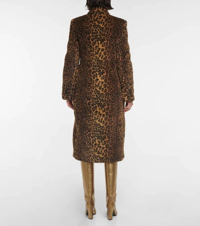 Shop Balenciaga Leopard-print Faux Fur Coat In Beige/brown