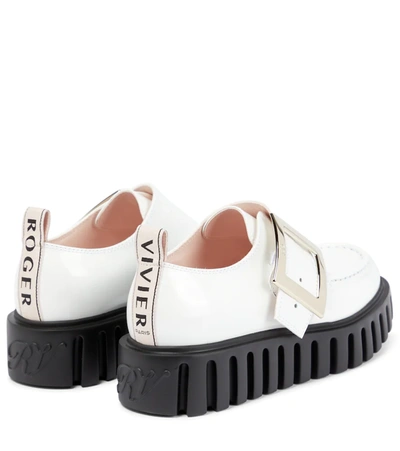 Shop Roger Vivier Viv' Go-thick Patent Leather Platform Loafers In Bianco