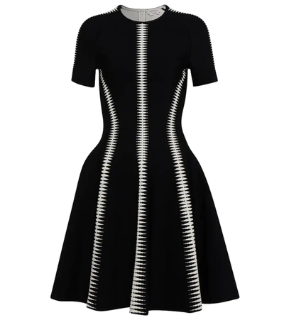 Zigzag Striped Jacquard Mini Dress In Black/ivory