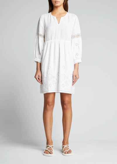Shop Tommy Bahama St. Lucia Split-neck Dress W/ Lace In White