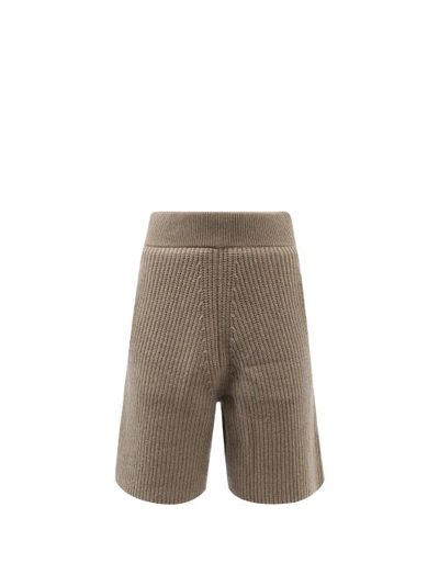 Altu Merino-blend Rib-knit Shorts In Camel