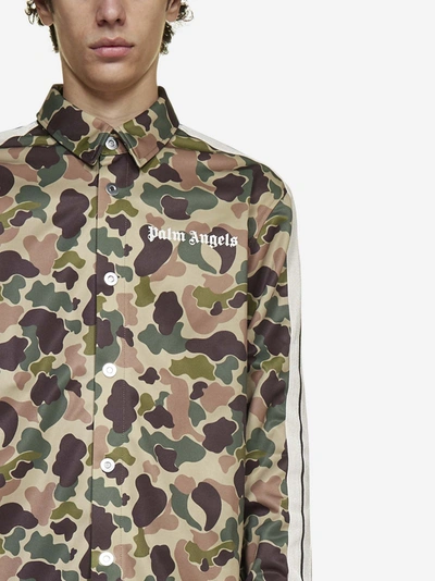 Shop Palm Angels Camouflage Print Track Shirt