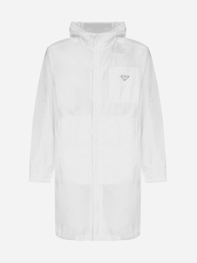 Shop Prada Logo-plaque Re-nylon Hooded Raincoat
