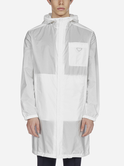 Shop Prada Logo-plaque Re-nylon Hooded Raincoat