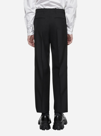 Shop Prada Tailored Wool-blend Trousers In Black