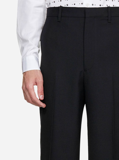 Shop Prada Tailored Wool-blend Trousers In Black