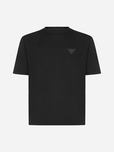 Logo Triangle Beaded T-shirt In Black