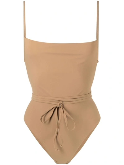 Shop Anemos The K.m. Tie Swimsuit In Brown