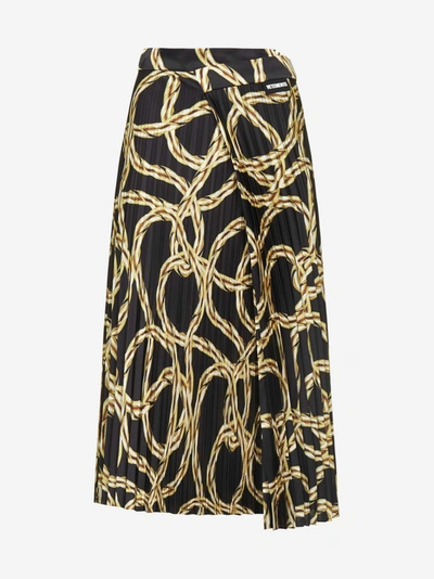 Shop Vetements Printed Pleated Asymmetric Midi Skirt