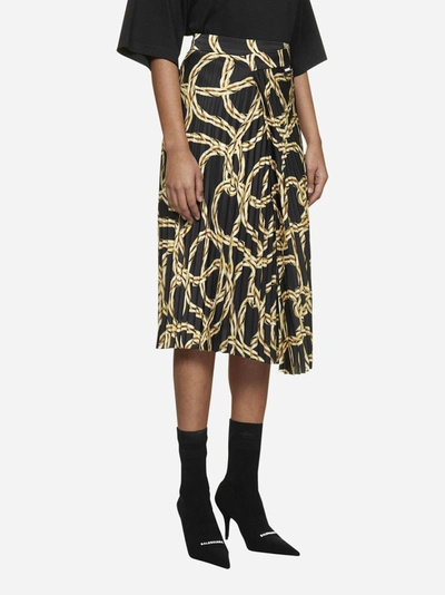 Shop Vetements Printed Pleated Asymmetric Midi Skirt