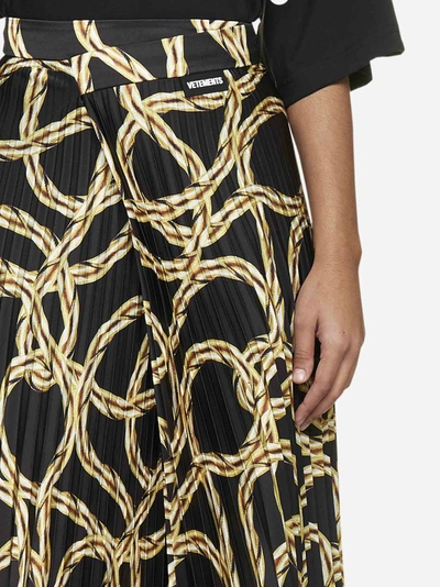 Shop Vetements Printed Pleated Asymmetric Midi Skirt