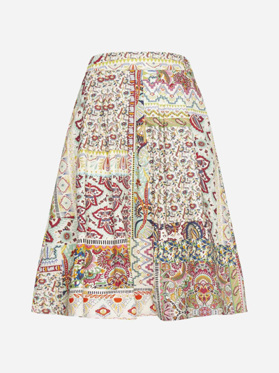 Shop Etro Patchwork Print Cotton Skirt