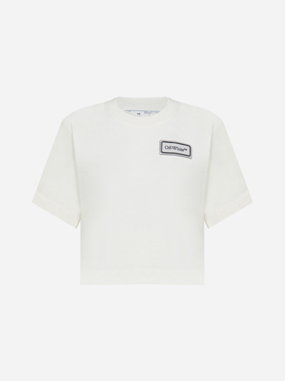 Shop Off-white Logo-patch Cotton Cropped T-shirt
