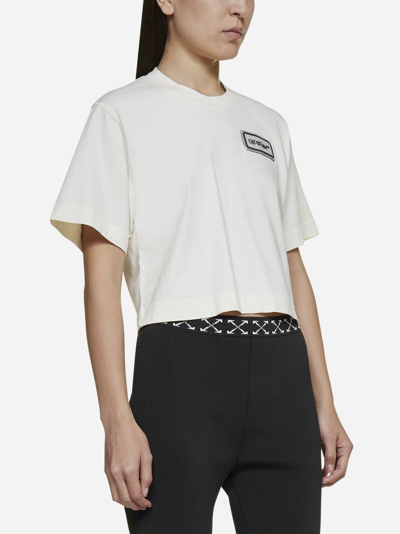 Shop Off-white Logo-patch Cotton Cropped T-shirt