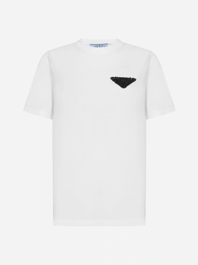 Shop Prada Triangle-logo Cotton T-shirt