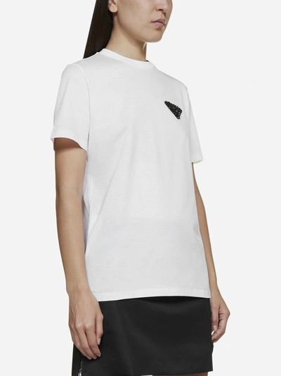 Shop Prada Triangle-logo Cotton T-shirt