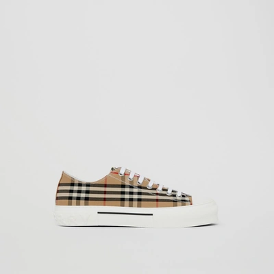 Burberry Women Vintage Check Cotton Sneakers In Archive Beige