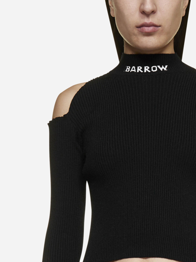 Shop Barrow Logo And Cut-outs Rib-knit Top