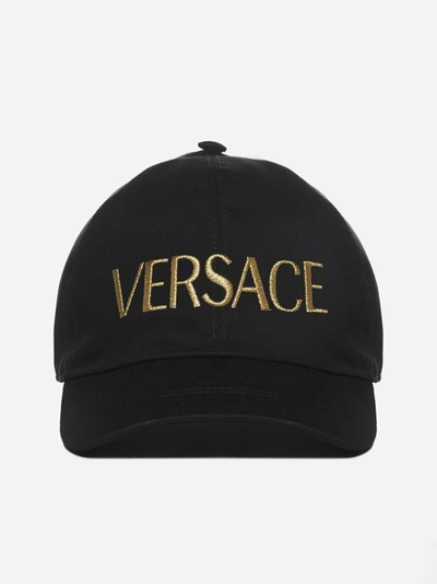 Shop Versace Logo Cotton Baseball Cap
