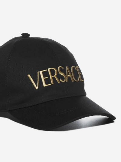 Shop Versace Logo Cotton Baseball Cap