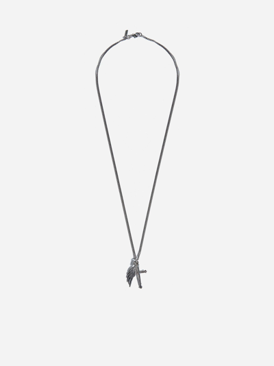 Shop Emanuele Bicocchi Cross + Wing Silver Necklace